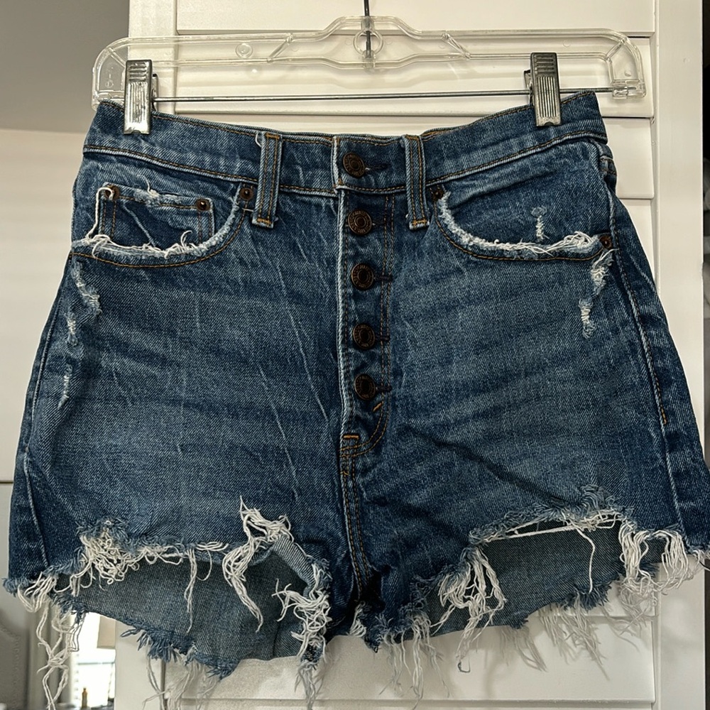 Abercrombie high rise denim mom shorts
